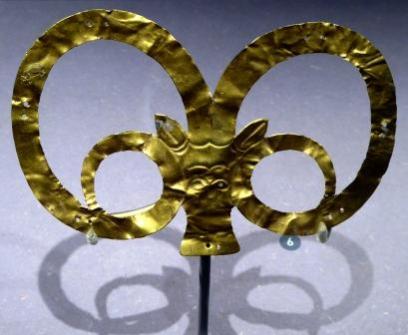 Gold applique, 2200-1700BC, Tappeh Hissar, National Museum of Iran, Tehran.