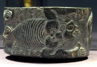 Soapstone dish with an image of a 'scorpion-man', 2600-2400BCE, Jiroft, National Museum of Iran, Tehran